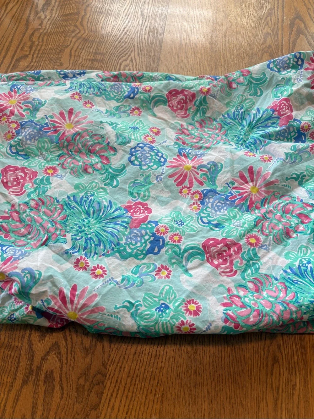 Lilly Pulitzer x Pottery Barn Kids Unicorns in Bloom Crib Sheet EUC Blue Pink